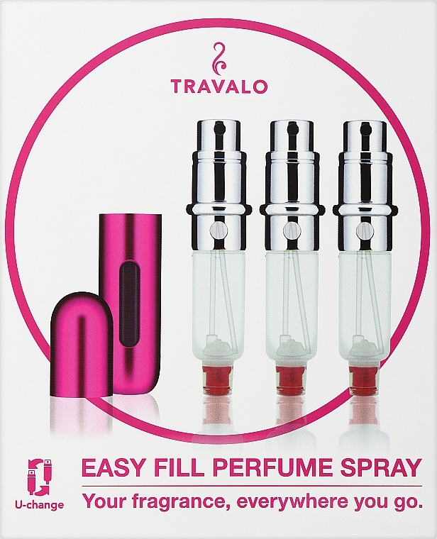 PRZECENA! Zestaw flakonów na perfumy - Travalo Classic HD Pink Set (atomiser 3 x 5 ml + case) * — Zdjęcie N1