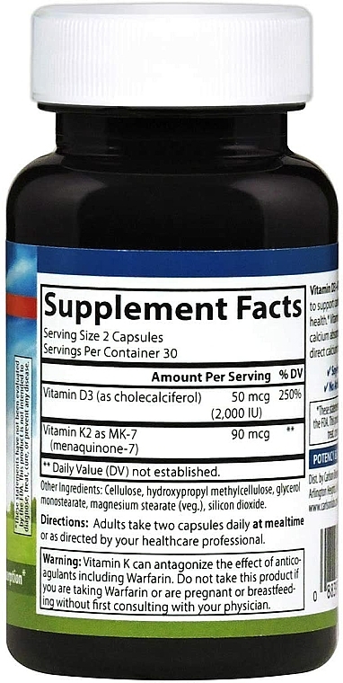 Suplement diety Witamina D3 i K2 - Carlson Labs Vitamin D3 + K2 — Zdjęcie N3