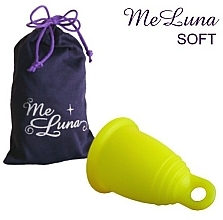 Kubeczek menstruacyjny z pętelką, rozmiar S, żółty - MeLuna Soft Menstrual Cup Ring — Zdjęcie N1