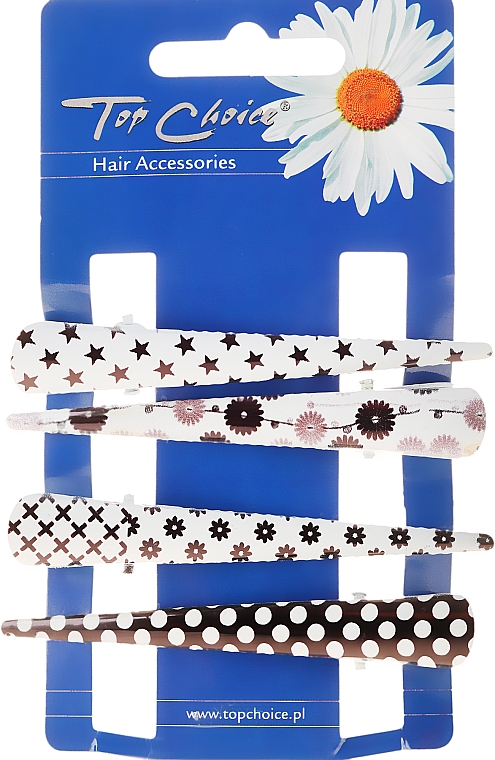 Spinki do włosów, 25099, czarno-białe - Top Choice — фото N1
