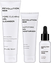 Zestaw - Revolution Skincare Man Goodbye Shine Gift Set (f/ser/30ml + f/clean gel/150ml + f/gel/75ml) — Zdjęcie N2