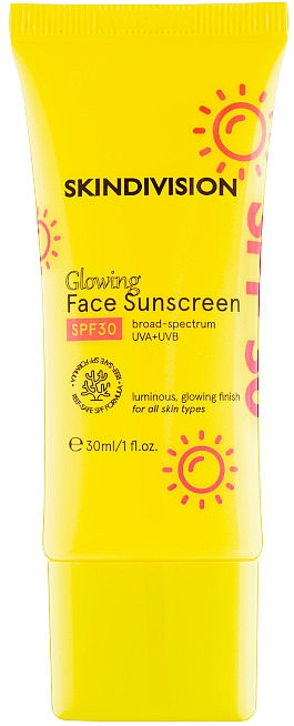 Rozświetlający filtr przeciwsłoneczny do twarzy - SkinDivision Glowing Face Sunscreen SPF30 — Zdjęcie N1