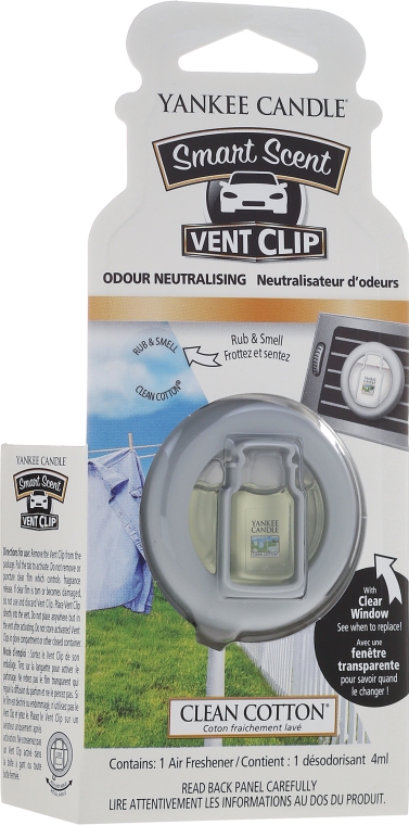 Zapach do samochodu - Yankee Candle Smart Scent Vent Clip Clean Cotton — Zdjęcie N1