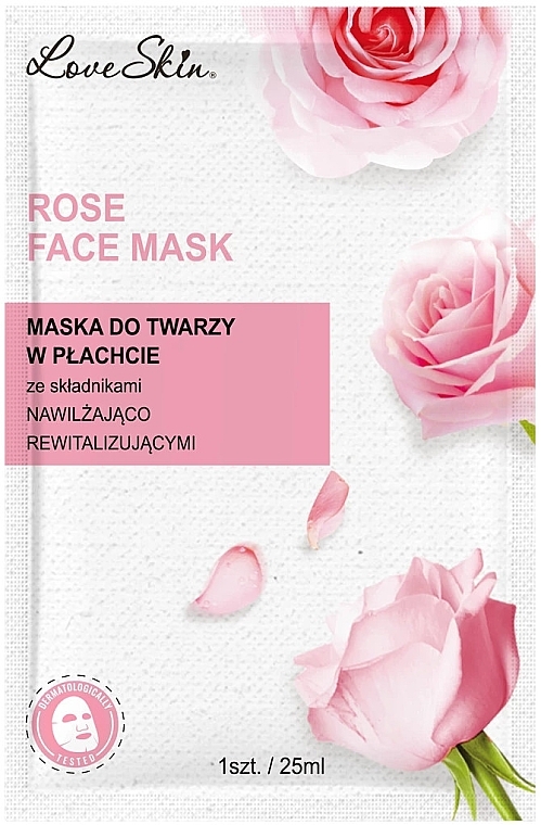 Maska do twarzy w płachcie z ekstraktem z róży i kwasem hialuronowym - Love Skin Rose Face Mask — Zdjęcie N1