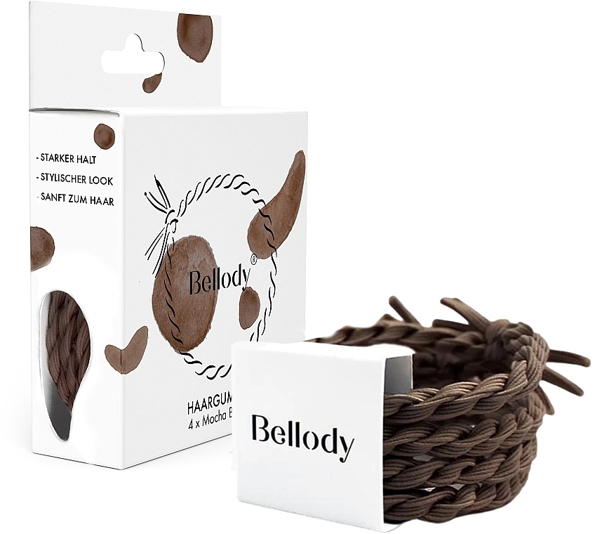 Gumka do włosów, mocha brown, 4 szt. - Bellody Original Hair Ties — Zdjęcie N1