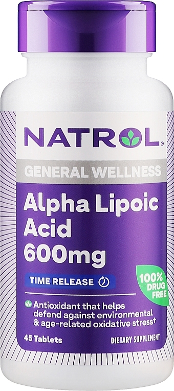 Kwas alfa liponowy o powolnym uwalnianiu w kapsułkach, 600 mg - Natrol Alpha Lipoic Acid — Zdjęcie N1