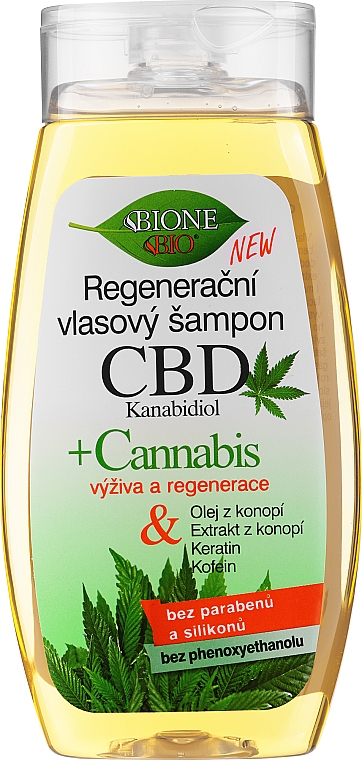Regenerujący szampon do włosów z olejem konopnym - Bione Cosmetics CBD Kanabidiol — Zdjęcie N1