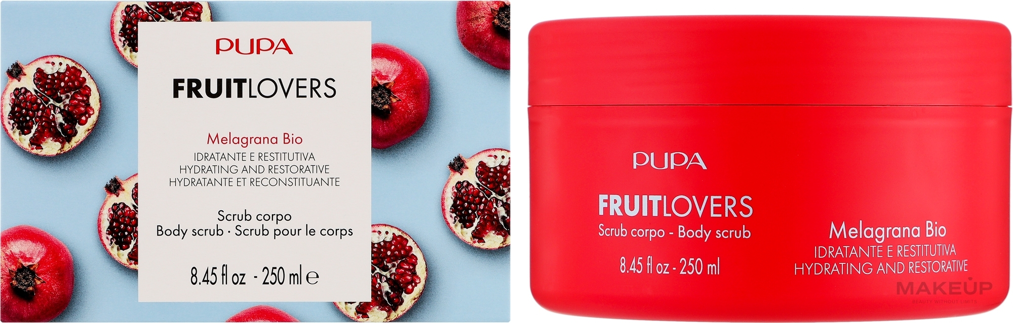 Nawilżająco-naprawczy scrub do ciała Bio Granat - Pupa Fruit Lovers Pomegranate Bio Body Scrub — Zdjęcie 250 ml