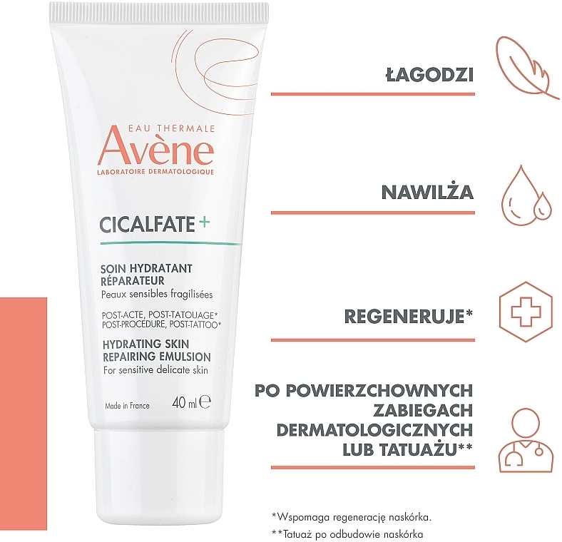 Nawilżająca emulsja regenerująca po zabiegach/po tatuażu - Avène Eau Thermale Cicalfate+ Hydrating Skin Repairing Emulsion — Zdjęcie N5