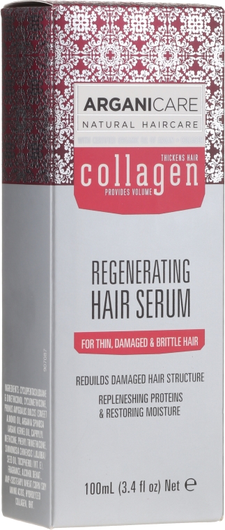 Regenerujące serum do włosów z kolagenem - Arganicare Collagen Regenerating Hair Serum — Zdjęcie N1
