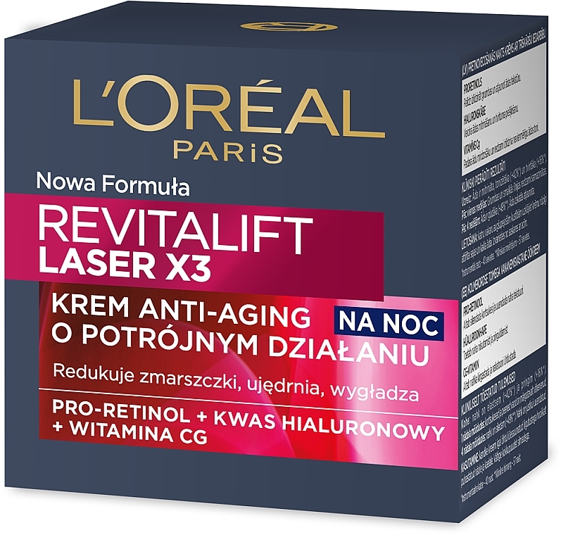 Krem-maska Anti-Age na noc Terapia regenerująca - L'Oreal Paris Revitalift Laser X3 Night Cream-Mask — Zdjęcie N3