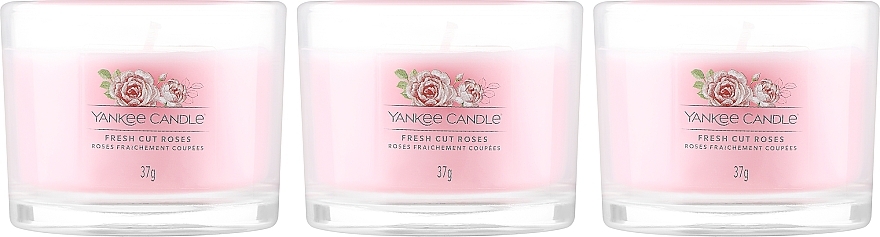 Zestaw - Yankee Candle Fresh Cut Roses (candle/3x37g) — Zdjęcie N2