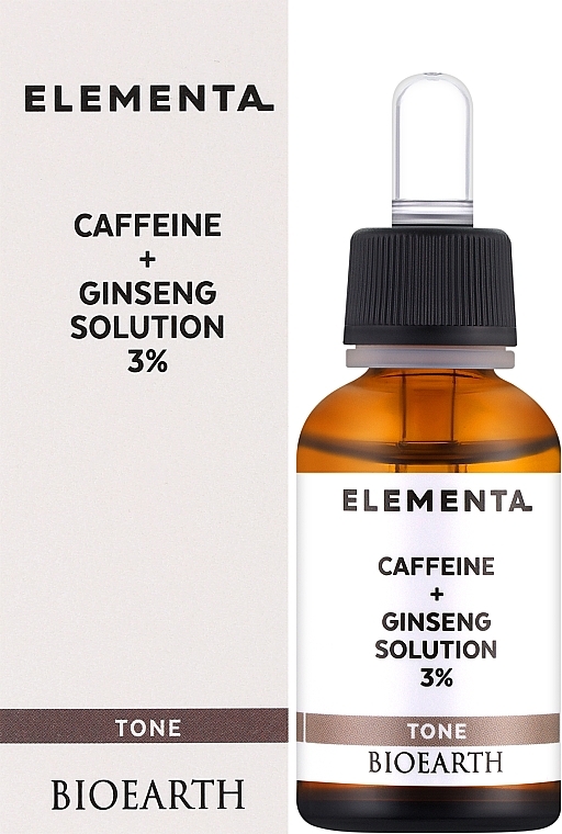 Serum do twarzy Kofeina+żeń-szeń 3% - Bioearth Elementa Tone Caffeine + Ginseng Solution 3% — Zdjęcie N2