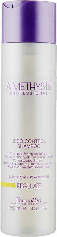 Balansujący szampon o przedłużonym działaniu do skóry tłustej - Farmavita Amethyste Regulate Sebo Control Shampoo