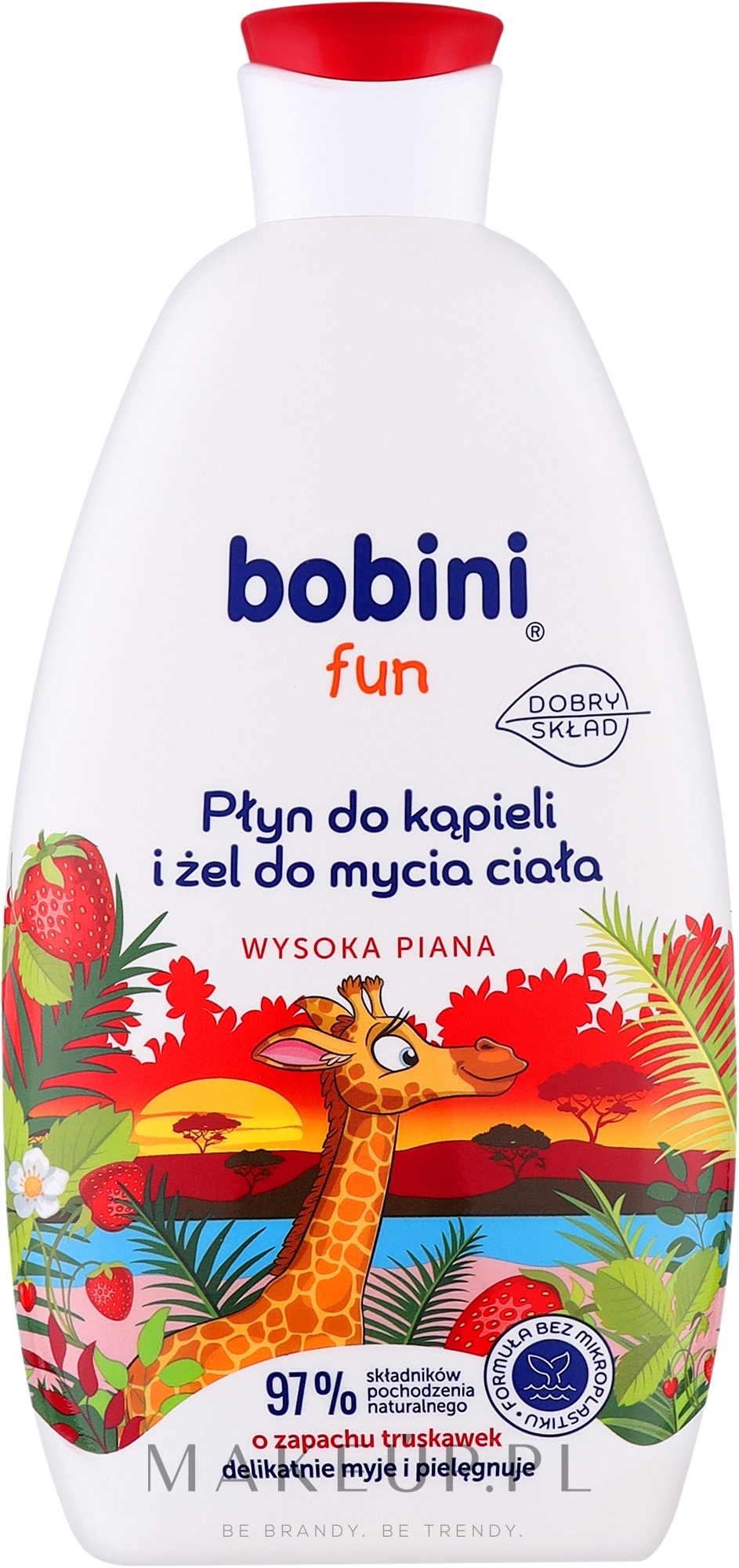 Żel do kąpieli o zapachu truskawkowym - Bobini Fun Bubble Bath & Body High Foam Strawberry — Zdjęcie 500 ml