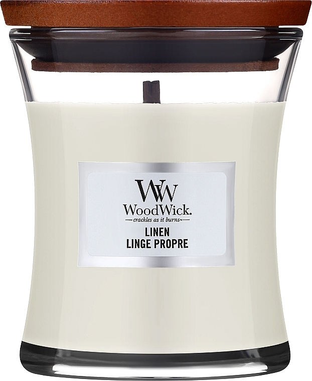 Świeca zapachowa w szkle - WoodWick Hourglass Candle Linen — Zdjęcie N1