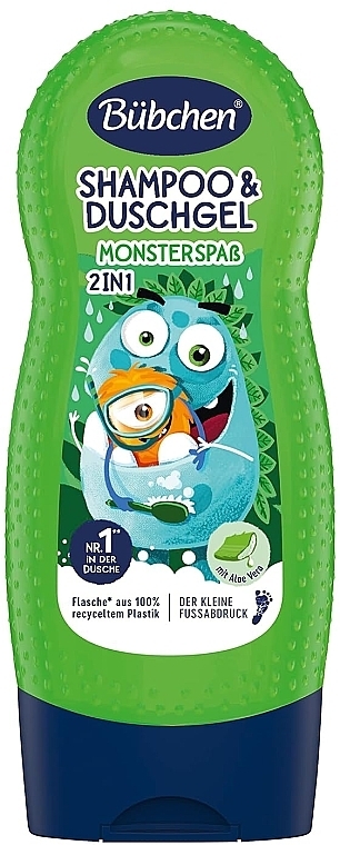 Szampon i żel pod prysznic 2 w 1 dla dzieci Aloes - Bubchen Monster Fun Shampoo & Shower Gel — Zdjęcie N1