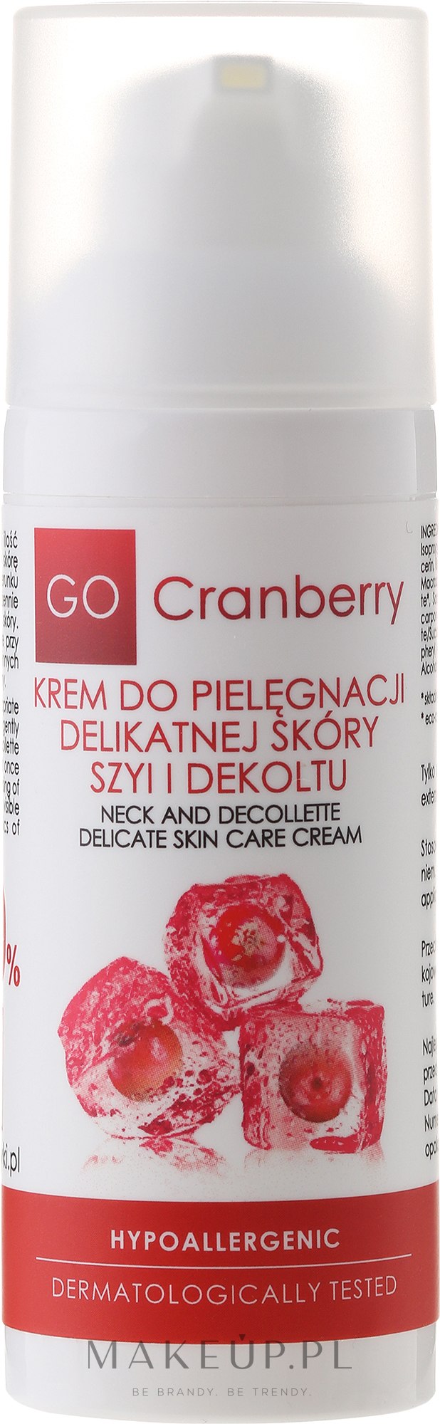 Hipoalergiczny krem do pielęgnacji delikatnej skóry szyi i dekoltu - GoCranberry — Zdjęcie 50 ml