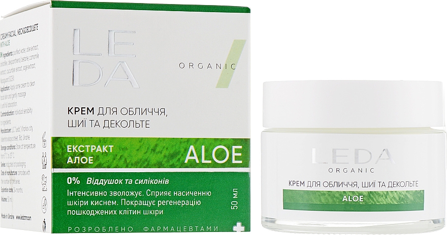 Krem do twarzy, szyi i dekoltu z ekstraktem z aloesu - Leda Aloe Facial, Neck, Decollete Cream — Zdjęcie N2