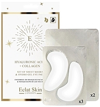 Kup Zestaw - Eclat Skin London Hyaluronic Acid + Collagen Hydro-Gel Eye Pad & Sheet Mask Giftset (f/mask/2pcs+eye/pad/3pcs)