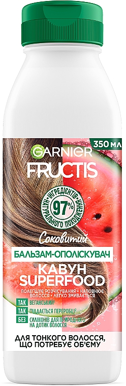 Odżywka do włosów cienkich, potrzebujących objętości Soczysty arbuz - Garnier Fructis Superfood — Zdjęcie N1