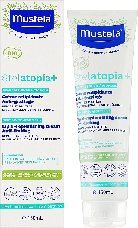Organiczny lipidowo-naprawczy krem przeciw swędzeniu - Mustela Stelatopia+ Organic Lipid-Replenishing Anti-Itching Cream — Zdjęcie N2