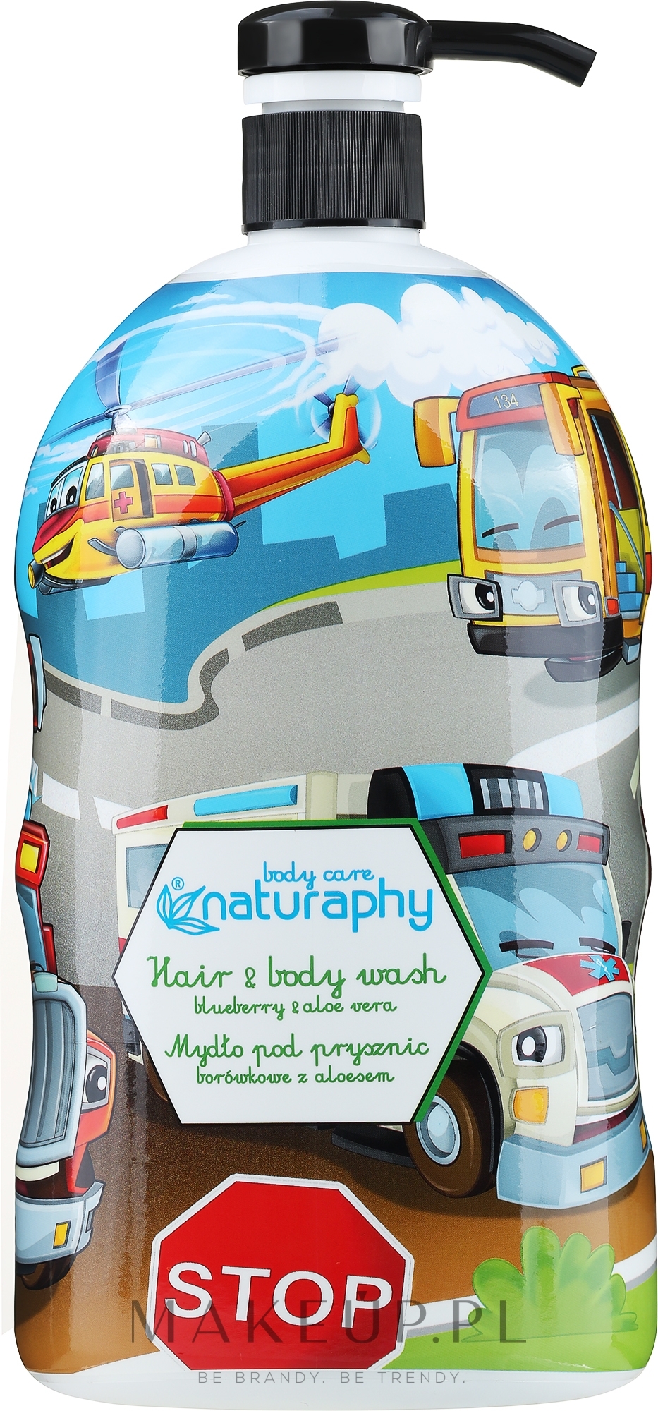 Borówkowe mydło pod prysznic do włosów i ciała dla dzieci z aloesem - Naturaphy — Zdjęcie 1000 ml
