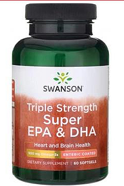 Suplement diety Super EPA & Dga, 900 mg, 60 kapsułek - Swanson Triple Strength Super EPA and DHA — Zdjęcie N1