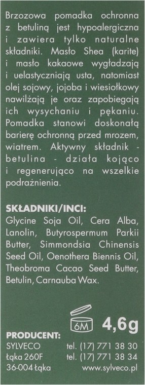 Brzozowa pomadka ochronna z betuliną - Sylveco — Zdjęcie N3