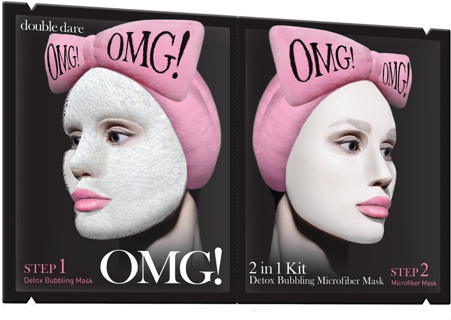 Dwuetapowa oczyszczająca maska do twarzy - Double Dare OMG! 2in1 Kit Detox Bubbling Microfiber Mask