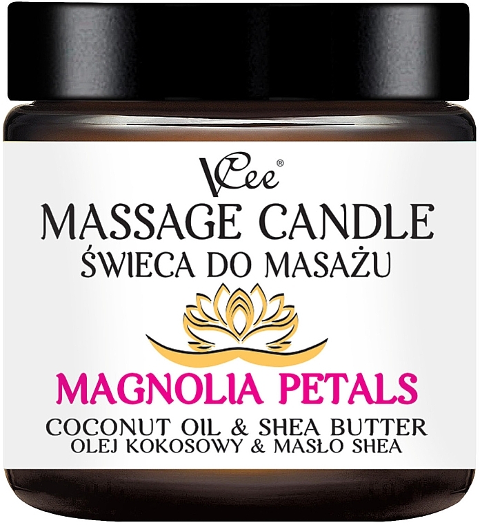 PREZENT! Świeca do masażu Płatki magnolii - VCee Massage Candle Magnolia Petals Coconut Oil & Shea Butter  — Zdjęcie N1