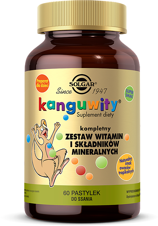 Witaminy do żucia dla dzieci o smaku owoców tropikalnych - Solgar Kangavites Formula Tropical Tabs — Zdjęcie N1