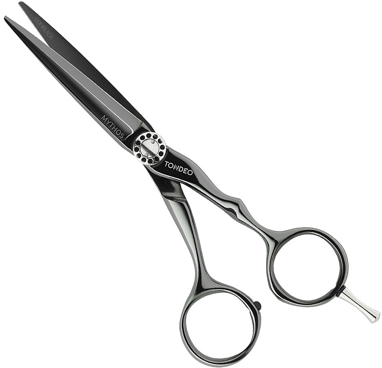 Nożyczki fryzjerskie proste, 90019, czarne - Tondeo Premium Line Mythos Black Offset 6.0" Conblade — Zdjęcie N1