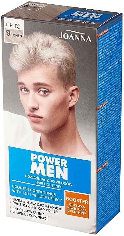 Rozjaśniacz do włosów do 9 tonów - Joanna Power Men Hair Lightener Booster Conditioner With Anti-Yellow Effect  — Zdjęcie N2