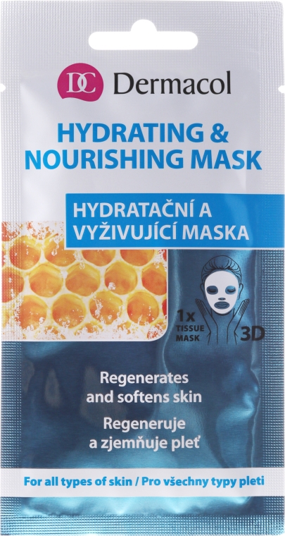 Nawilżająco-odżywcza maseczka do twarzy na tkaninie - Dermacol 3D Hydrating And Nourishing Mask — Zdjęcie N1