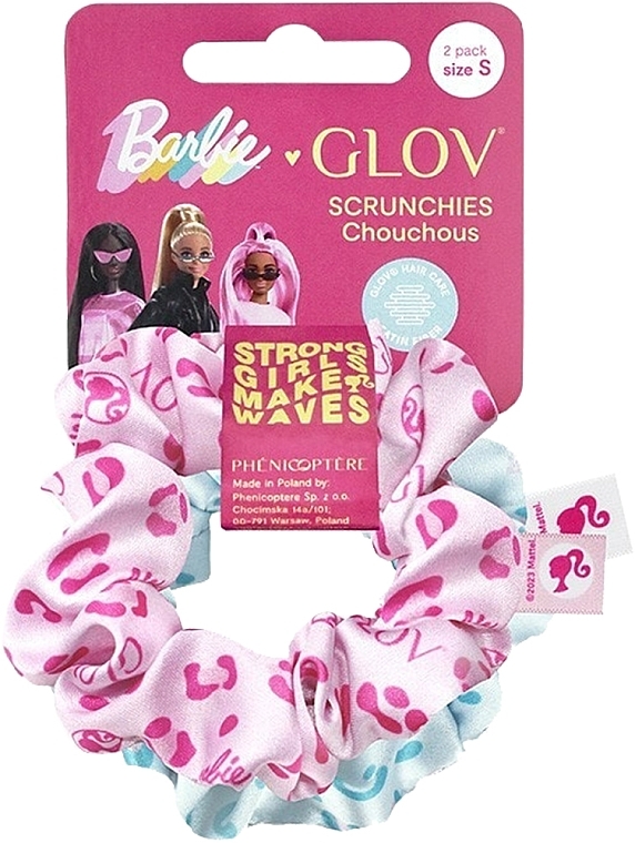 Zestaw gumek do włosów Barbie, 2 szt. - Glov Scrunchies Barbie Set Pink & Blue Panther — Zdjęcie N2