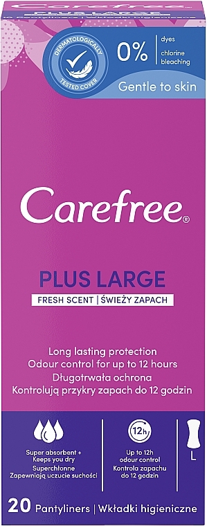 Wkładki higieniczne, 20 szt. - Carefree Plus Large Fresh