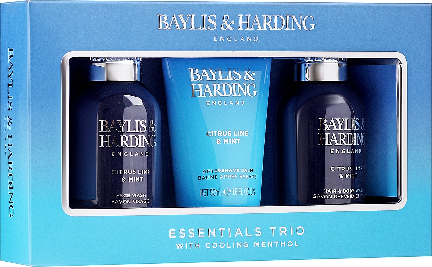Zestaw - Baylis & Harding Men's Citrus Lime & Mint (hair/b/wash 100 ml + a/sh/balm 50 ml + face/wash 100 ml) — Zdjęcie N1