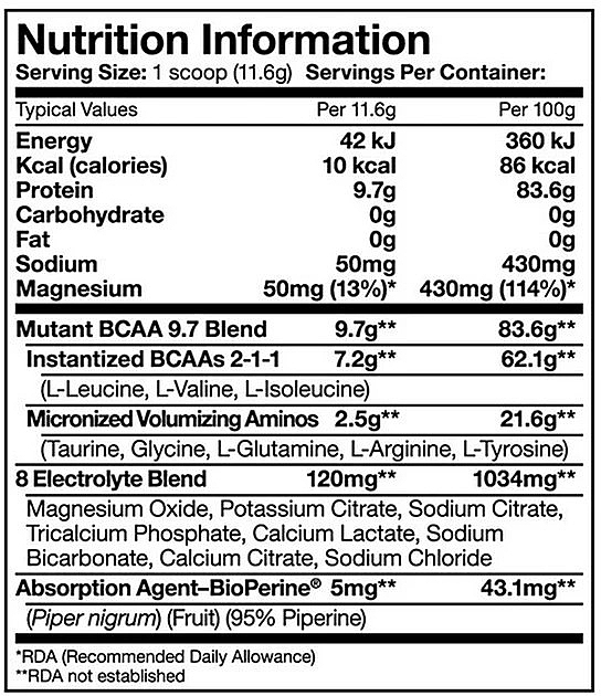 Kompleks Aminokwasów BCAA Słodka mrożona herbata - Mutant BCAA 9.7 Sweet Iced Tea — Zdjęcie N2