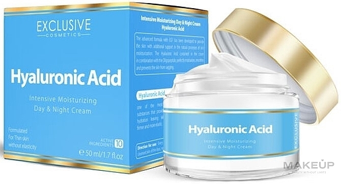 Krem do twarzy z kwasem hialuronowym - Exclusive Cosmetics Hyaluronic Acid Intensive Moisturizing Day & Night Cream — Zdjęcie N1