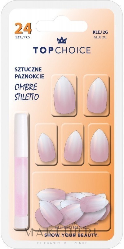 Sztuczne paznokcie Ombre Stiletto Mat, 78170 - Top Choice — Zdjęcie 24 szt.