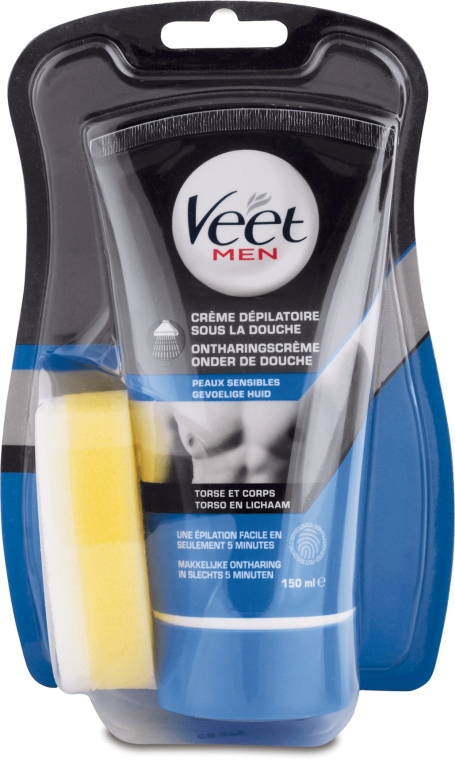 Krem dla mężczyzn do depilacji torsu i ciała pod prysznicem do skóry wrażliwej - Veet Men Silk & Fresh Hair Removal Cream