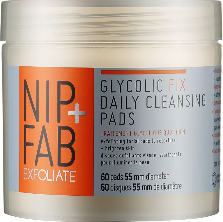 Płatki złuszczające z kwasem glikolowym - NIP + FAB Glycolic Fix Daily Cleansing Pads — Zdjęcie N1