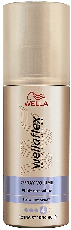 Maksymalnie utrwalający lakier do stylizacji włosów na ciepło - Wella Wellaflex 2nd Day Volume Extra Strong Hold Blow Dry Spray — Zdjęcie N1