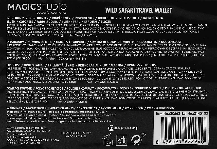 Paleta cieni do powiek, różowe etui - Magic Studio Wild Safari Makeup Set Travel Wallet — Zdjęcie N3