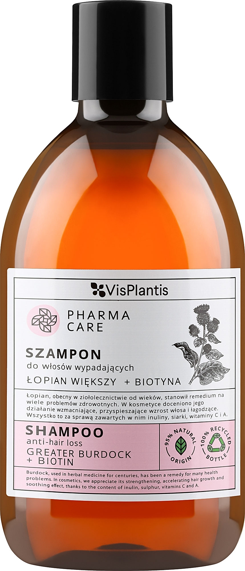 Szampon przeciw wypadaniu włosów Łopian + Biotyna - Vis Plantis Pharma Care Greater Burdock + Biotyn Shampoo — Zdjęcie 500 ml