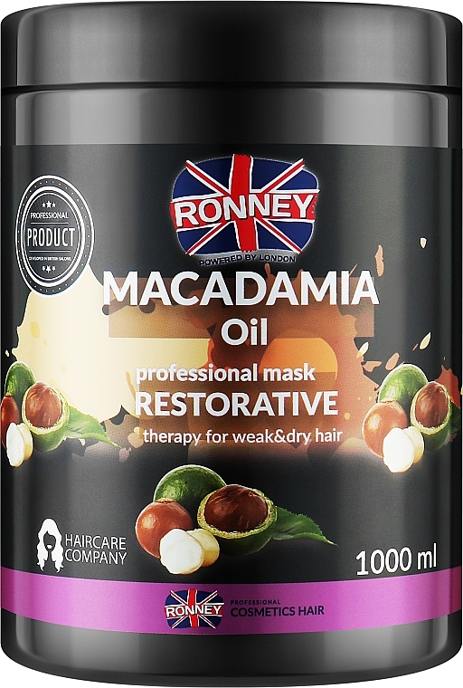 Wzmacniająca maska z olejem makadamia do włosów suchych i osłabionych - Ronney Professional Macadamia Oil Restorative Mask — Zdjęcie N2