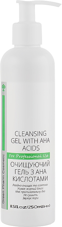 Żel oczyszczający z kwasem AHA, pH 4 - Green Pharm Cosmetic Cleansing Gel With Aha Acids