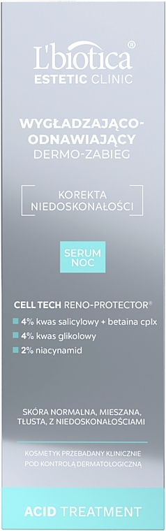 Wygładzająco-odnawiający dermozabieg na noc - L’biotica Estetic Clinic ACID Treatment  — Zdjęcie N3