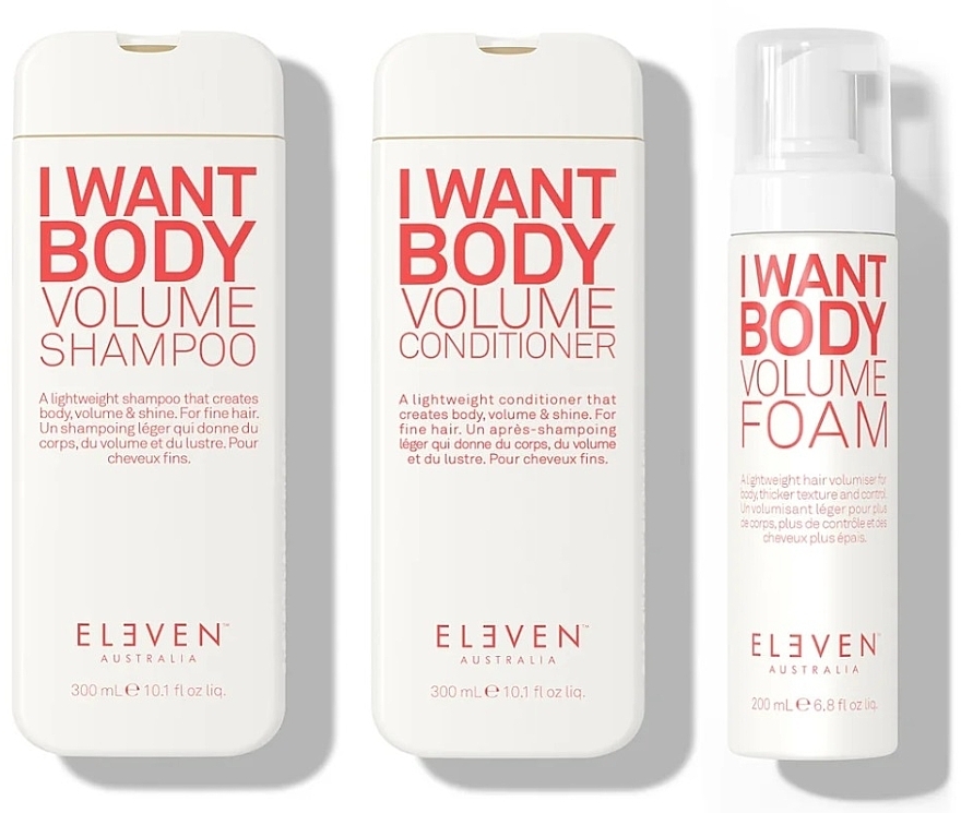 Zestaw - Eleven Australia Volume Holiday Trio (shm/300ml + cond/300ml + h/foam/200ml + bag) — Zdjęcie N2